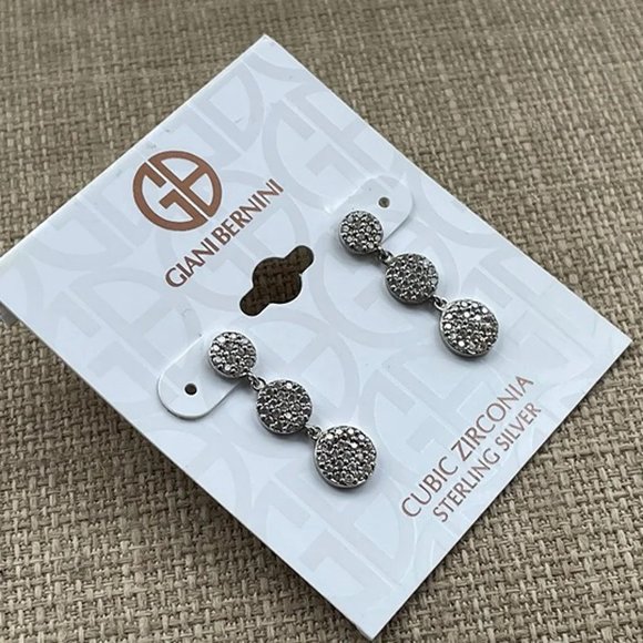 Giani Bernini Women Earrings Sterling Silver Jewelry Cubic Zirconia Earrings $90 - Picture 10 of 11